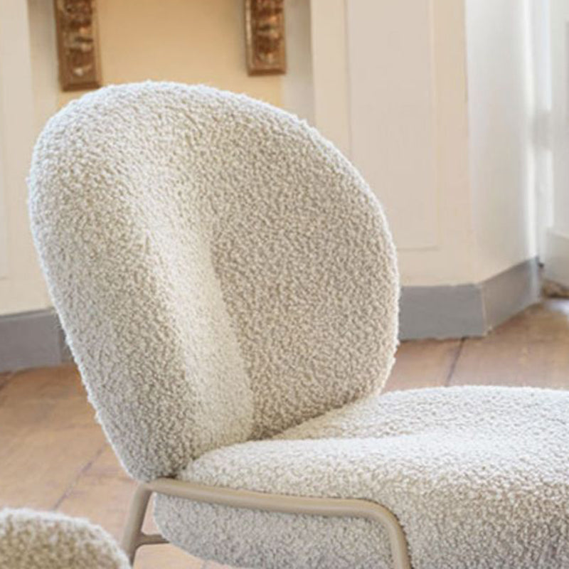 Traditional Rustic Flat Round Curved Lambswool Metal Dining Chair Backrest For Dining Room