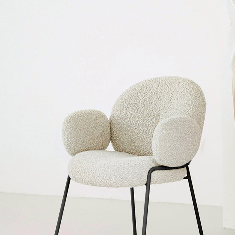 Traditional Rustic Flat Round Curved Lambswool Metal Dining Chair Backrest For Dining Room