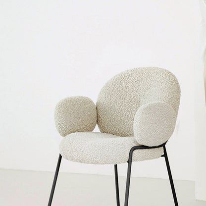 Traditional Rustic Flat Round Curved Lambswool Metal Dining Chair Backrest For Dining Room