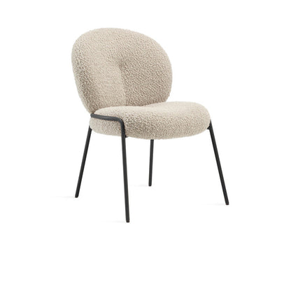 Traditional Rustic Flat Round Curved Lambswool Metal Dining Chair Backrest For Dining Room