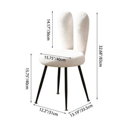 Modern Art Deco Rabbit Ears Round Lambswool Carbon Steel Vanity Stool Backrest For Bedroom