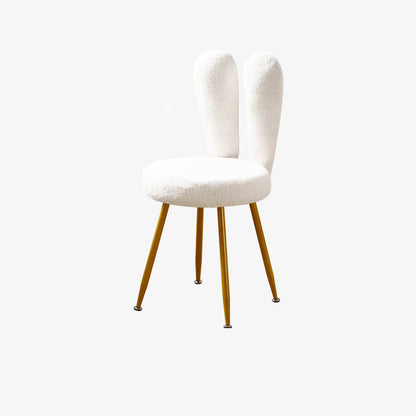 Modern Art Deco Rabbit Ears Round Lambswool Carbon Steel Vanity Stool Backrest For Bedroom