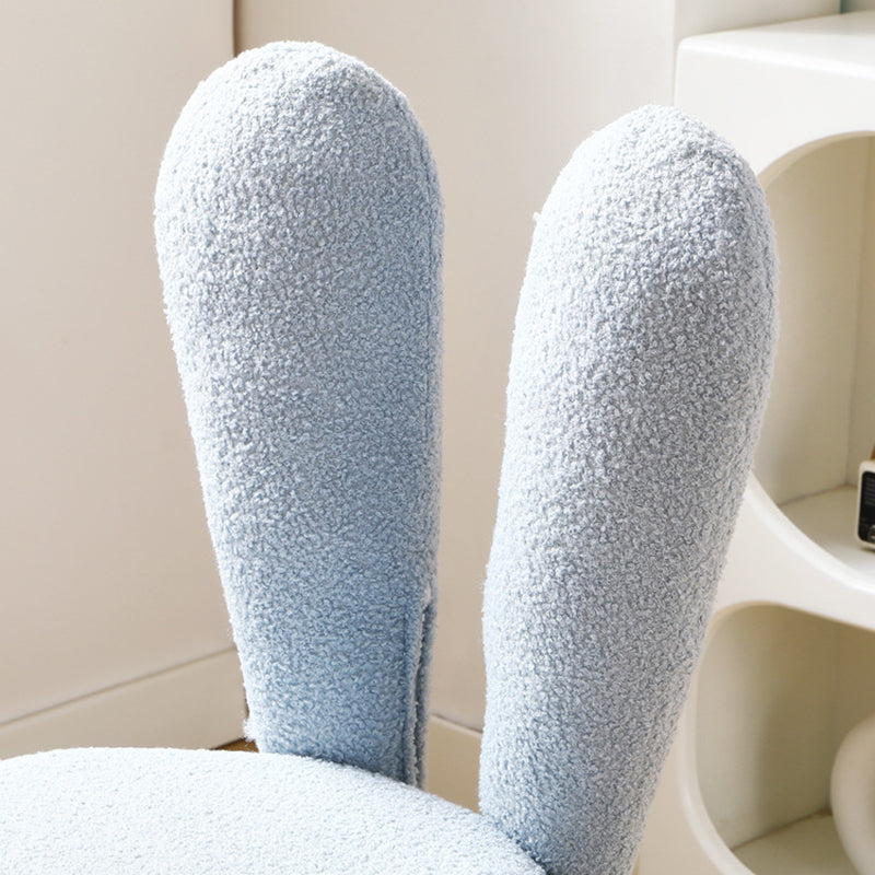 Modern Art Deco Rabbit Ears Round Lambswool Carbon Steel Vanity Stool Backrest For Bedroom
