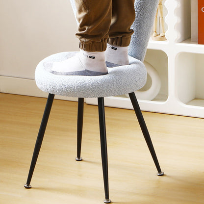 Modern Art Deco Rabbit Ears Round Lambswool Carbon Steel Vanity Stool Backrest For Bedroom