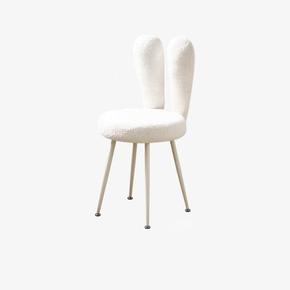 Modern Art Deco Rabbit Ears Round Lambswool Carbon Steel Vanity Stool Backrest For Bedroom