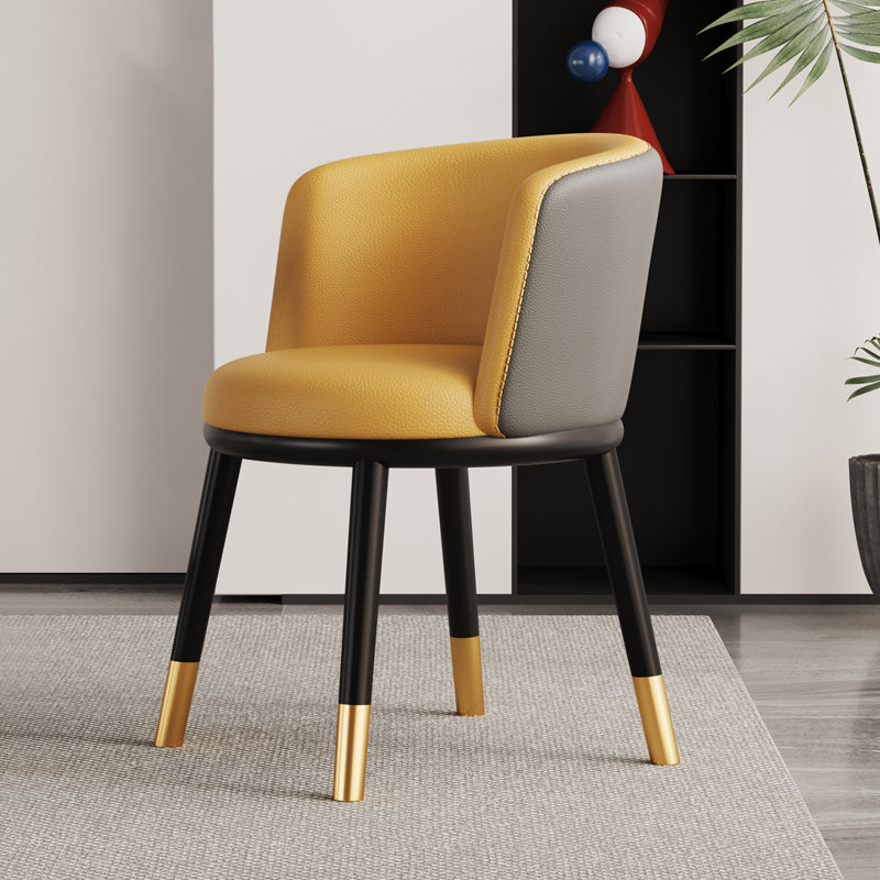 Modern Luxury Half Wrap Round PU Leather Tech Fabric Sisal Metal Dining Chair Backrest For Dining Room