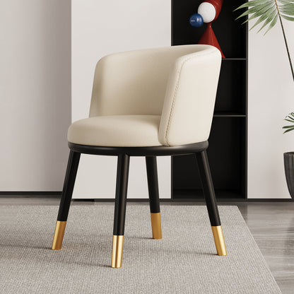 Modern Luxury Half Wrap Round PU Leather Tech Fabric Sisal Metal Dining Chair Backrest For Dining Room
