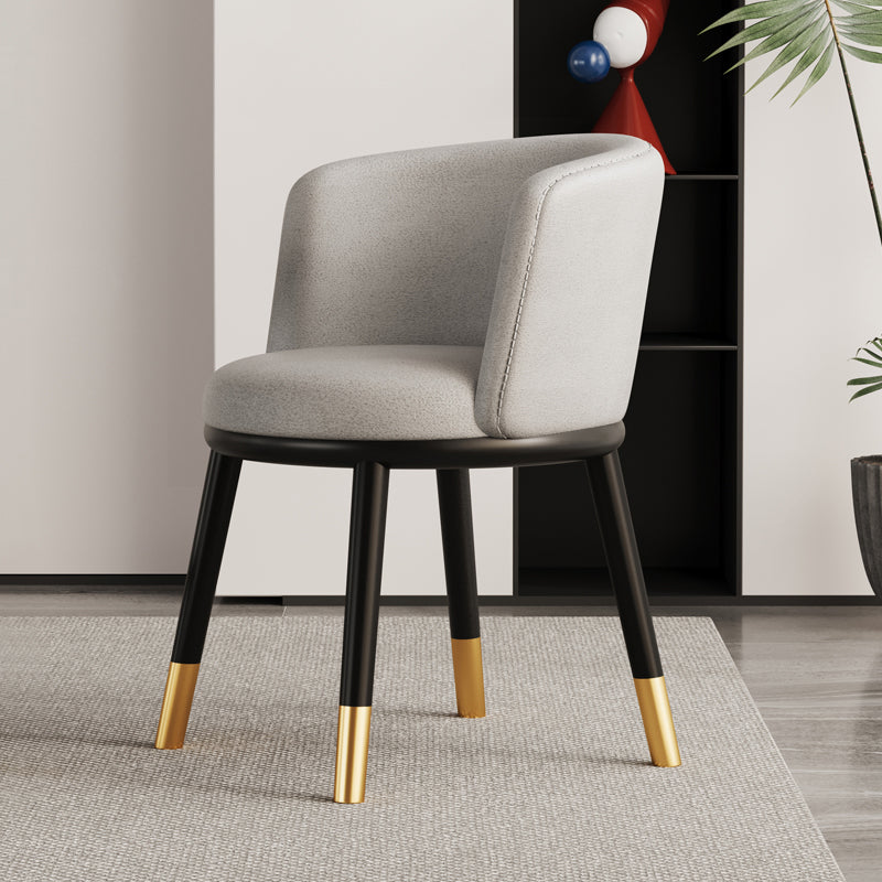 Modern Luxury Half Wrap Round PU Leather Tech Fabric Sisal Metal Dining Chair Backrest For Dining Room