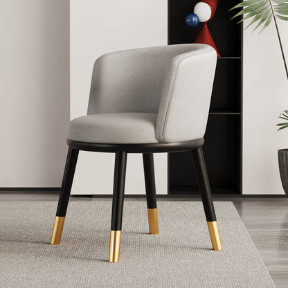 Modern Luxury Half Wrap Round PU Leather Tech Fabric Sisal Metal Dining Chair Backrest For Dining Room