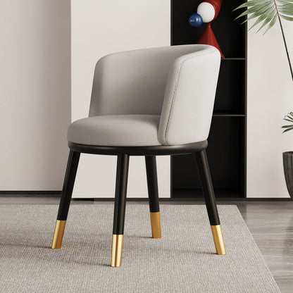 Modern Luxury Half Wrap Round PU Leather Tech Fabric Sisal Metal Dining Chair Backrest For Dining Room