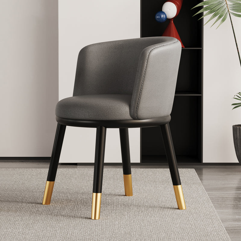 Modern Luxury Half Wrap Round PU Leather Tech Fabric Sisal Metal Dining Chair Backrest For Dining Room