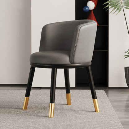 Modern Luxury Half Wrap Round PU Leather Tech Fabric Sisal Metal Dining Chair Backrest For Dining Room