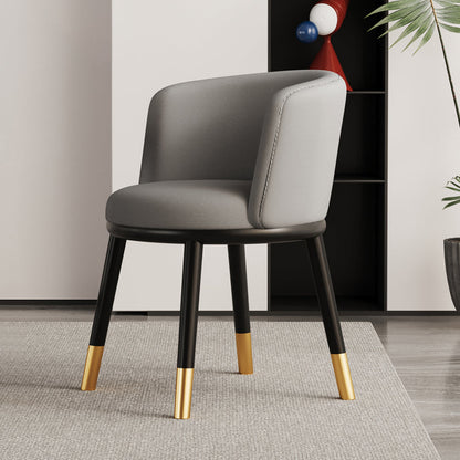 Modern Luxury Half Wrap Round PU Leather Tech Fabric Sisal Metal Dining Chair Backrest For Dining Room