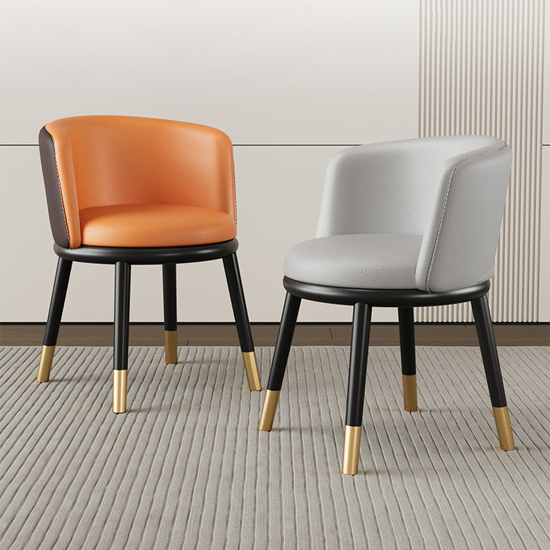 Modern Luxury Half Wrap Round PU Leather Tech Fabric Sisal Metal Dining Chair Backrest For Dining Room