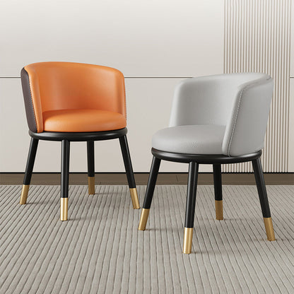 Modern Luxury Half Wrap Round PU Leather Tech Fabric Sisal Metal Dining Chair Backrest For Dining Room