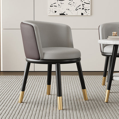 Modern Luxury Half Wrap Round PU Leather Tech Fabric Sisal Metal Dining Chair Backrest For Dining Room