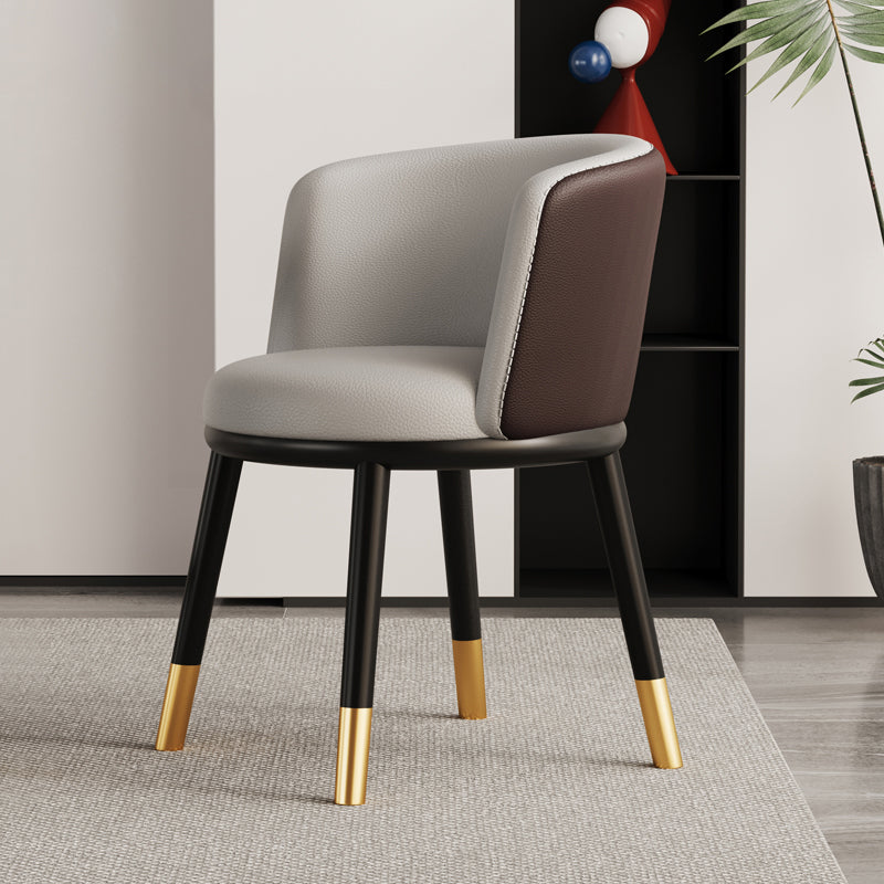Modern Luxury Half Wrap Round PU Leather Tech Fabric Sisal Metal Dining Chair Backrest For Dining Room