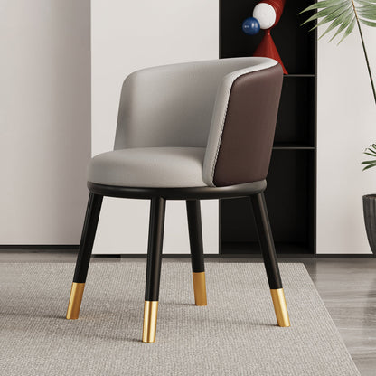 Modern Luxury Half Wrap Round PU Leather Tech Fabric Sisal Metal Dining Chair Backrest For Dining Room