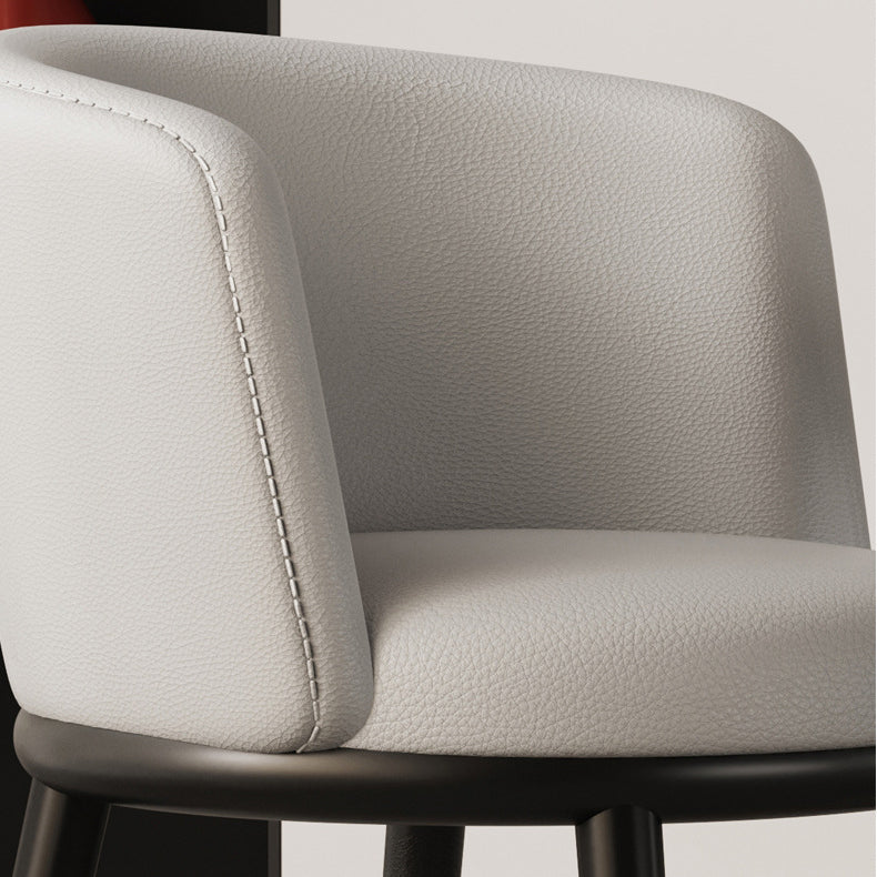 Modern Luxury Half Wrap Round PU Leather Tech Fabric Sisal Metal Dining Chair Backrest For Dining Room