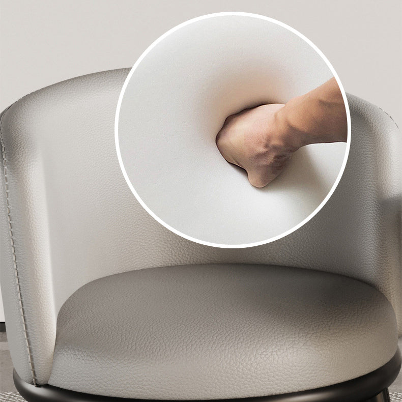 Modern Luxury Half Wrap Round PU Leather Tech Fabric Sisal Metal Dining Chair Backrest For Dining Room