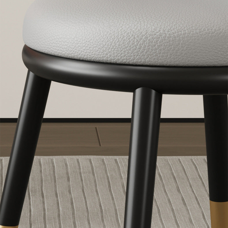 Modern Luxury Half Wrap Round PU Leather Tech Fabric Sisal Metal Dining Chair Backrest For Dining Room