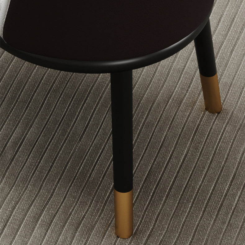 Modern Luxury Half Wrap Round PU Leather Tech Fabric Sisal Metal Dining Chair Backrest For Dining Room