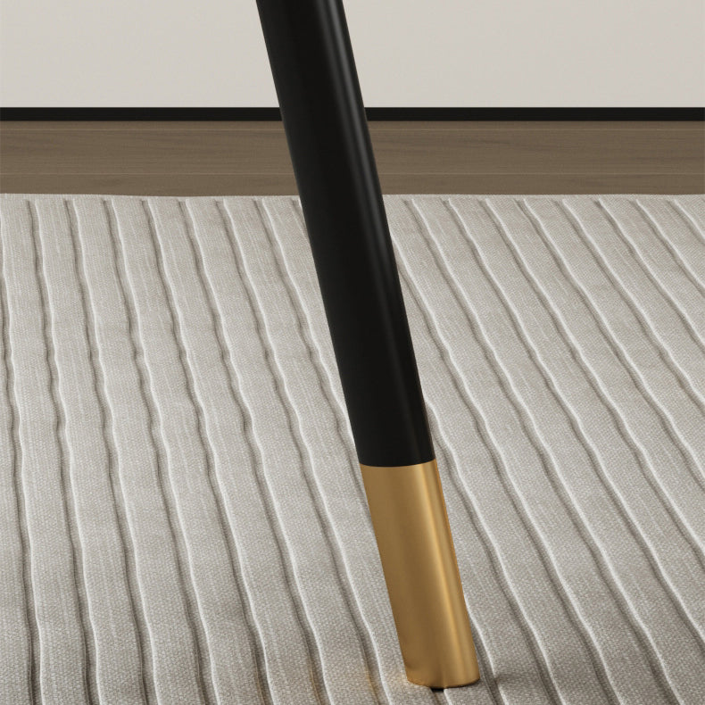 Modern Luxury Half Wrap Round PU Leather Tech Fabric Sisal Metal Dining Chair Backrest For Dining Room