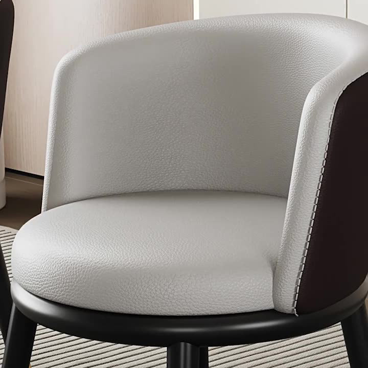 Modern Luxury Half Wrap Round PU Leather Tech Fabric Sisal Metal Dining Chair Backrest For Dining Room