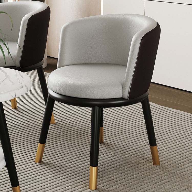Modern Luxury Half Wrap Round PU Leather Tech Fabric Sisal Metal Dining Chair Backrest For Dining Room