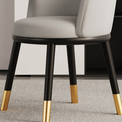 Modern Luxury Half Wrap Round PU Leather Tech Fabric Sisal Metal Dining Chair Backrest For Dining Room