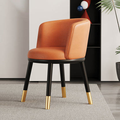 Modern Luxury Half Wrap Round PU Leather Tech Fabric Sisal Metal Dining Chair Backrest For Dining Room