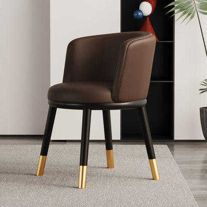 Modern Luxury Half Wrap Round PU Leather Tech Fabric Sisal Metal Dining Chair Backrest For Dining Room