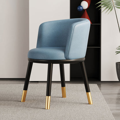 Modern Luxury Half Wrap Round PU Leather Tech Fabric Sisal Metal Dining Chair Backrest For Dining Room