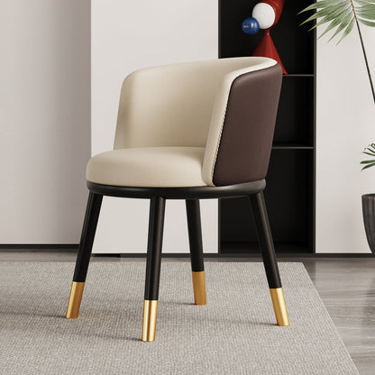 Modern Luxury Half Wrap Round PU Leather Tech Fabric Sisal Metal Dining Chair Backrest For Dining Room
