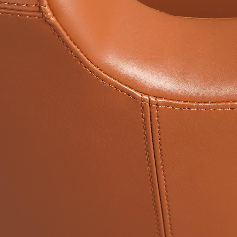 Modern Minimalist Square Half Round Rotatable Faux Leather Metal Dining Chair Backrest Armrest For Dining Room