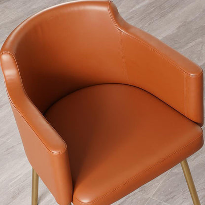 Modern Minimalist Square Half Round Rotatable Faux Leather Metal Dining Chair Backrest Armrest For Dining Room