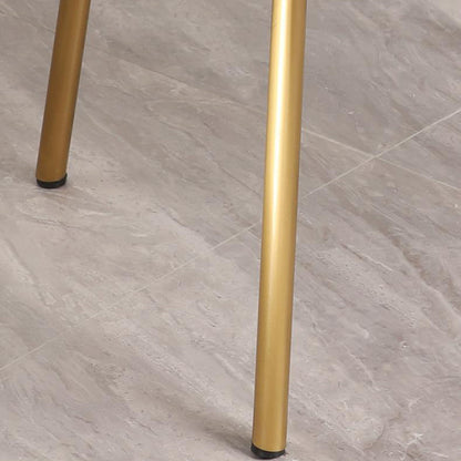 Modern Minimalist Square Half Round Rotatable Faux Leather Metal Dining Chair Backrest Armrest For Dining Room