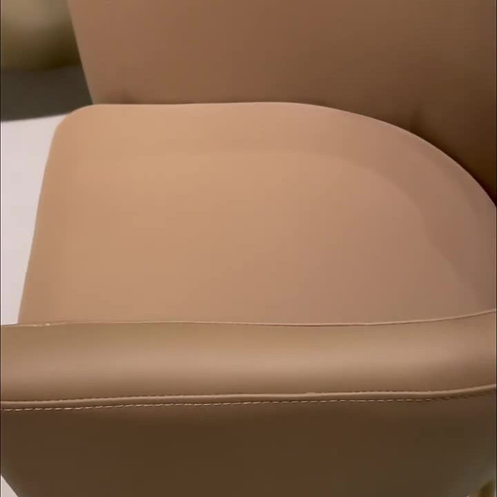 Modern Minimalist Square Half Round Rotatable Faux Leather Metal Dining Chair Backrest Armrest For Dining Room