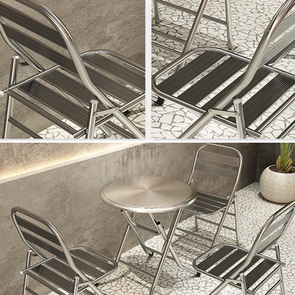 Modern Minimalist Skeleton Square Folding Stainless Steel Dining Chair Backrest Armless For Dining Room