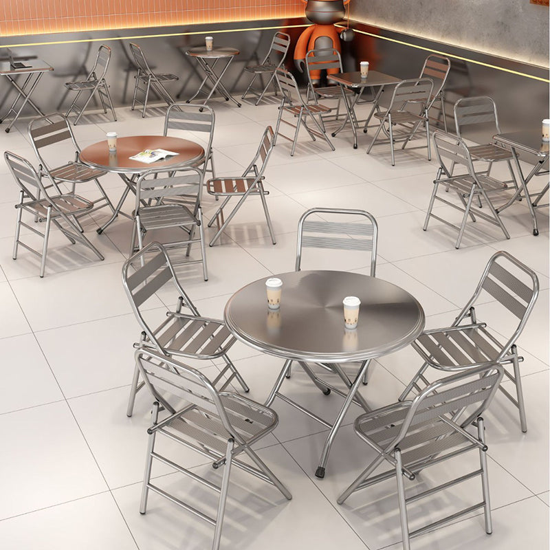 Modern Minimalist Skeleton Square Folding Stainless Steel Dining Chair Backrest Armless For Dining Room