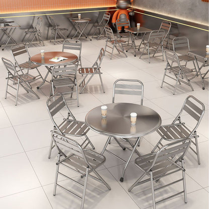 Modern Minimalist Skeleton Square Folding Stainless Steel Dining Chair Backrest Armless For Dining Room