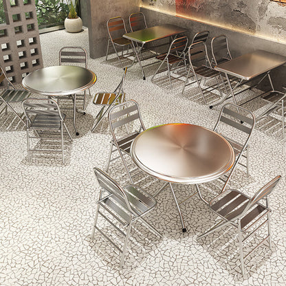 Modern Minimalist Skeleton Square Folding Stainless Steel Dining Chair Backrest Armless For Dining Room