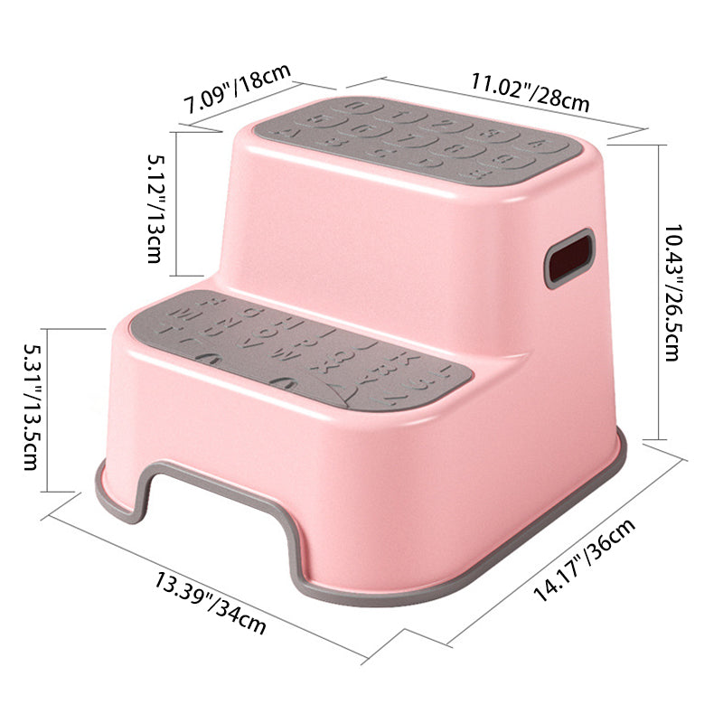 Contemporary Creative Kids TPE PP Rectangular Letter Portable Footstool 2-Tier For Bathroom