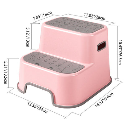 Contemporary Creative Kids TPE PP Rectangular Letter Portable Footstool 2-Tier For Bathroom