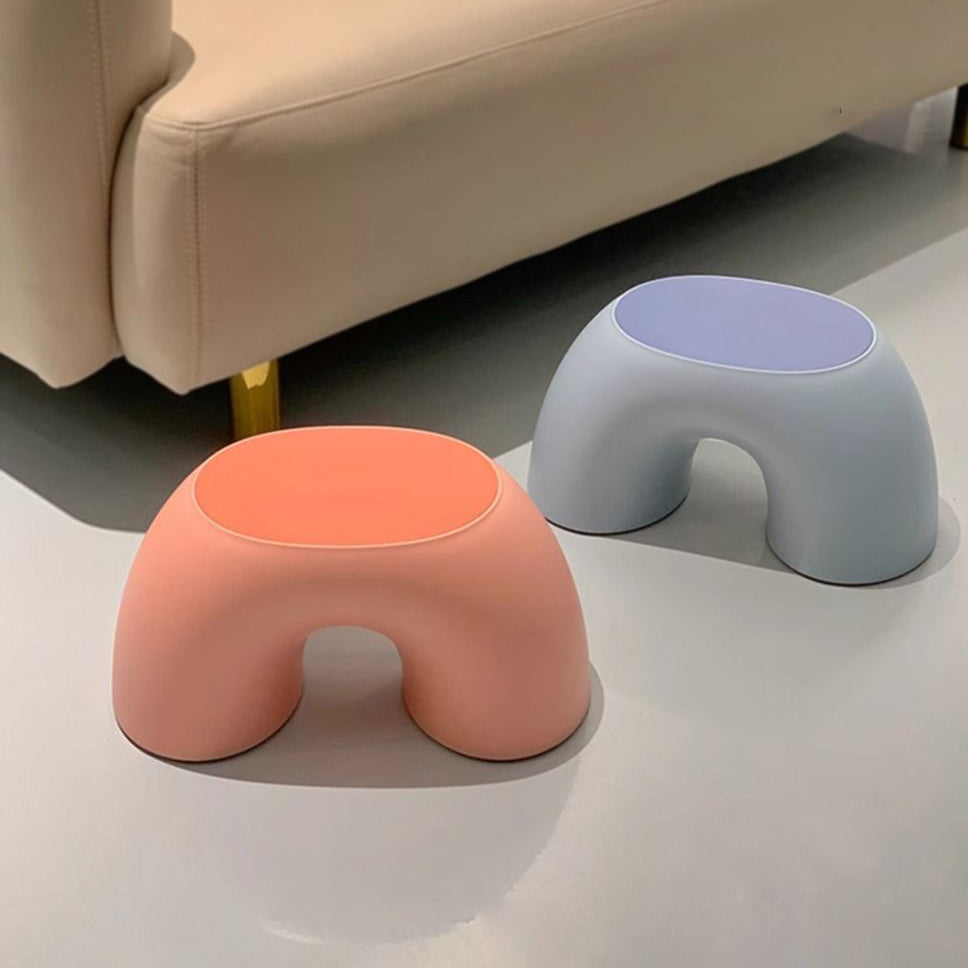 Modern Minimalist Kids Rainbow Shape PP Plastic Low Stool For Living Room