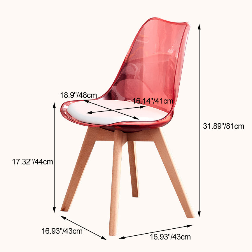 Contemporary Nordic Transparent PP Plastic PU Leather Upholstered High Back Dining Chair Armless For Dining Room