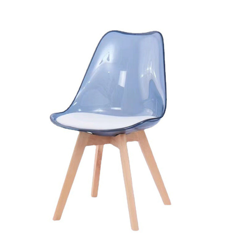Contemporary Nordic Transparent PP Plastic PU Leather Upholstered High Back Dining Chair Armless For Dining Room