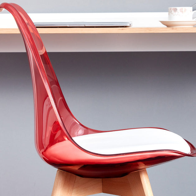 Contemporary Nordic Transparent PP Plastic PU Leather Upholstered High Back Dining Chair Armless For Dining Room