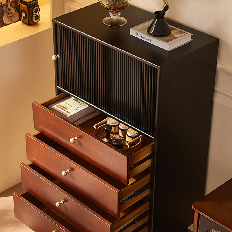 Traditional Vintage Solid Wood Rectangular Storage Cabinet With 4 Drawers For Bedroom & Living Room