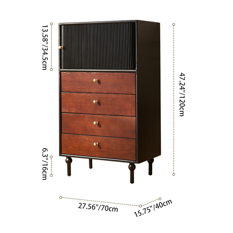 Traditional Vintage Solid Wood Rectangular Storage Cabinet With 4 Drawers For Bedroom & Living Room